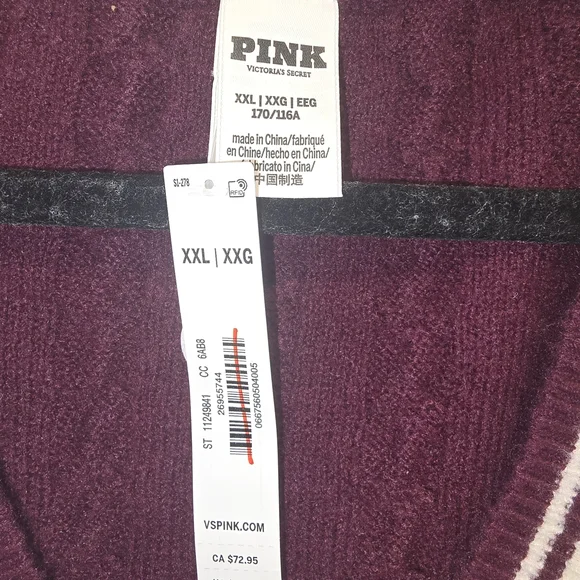 Victoria Secret Pink Purple V-Neck Sweater Size Xxl Nwt - Picture 5 of 8